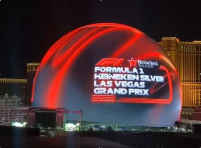 The Sphere advertises Formula 1